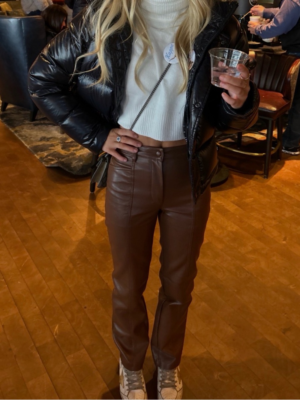 Wilfred / Aritzia brown faux leather pants